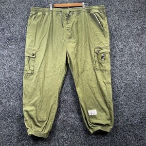 RGSTR Mens Olive Green Cargo Jogger Pants Streetwear Barcode Graphic‎ Size 5X